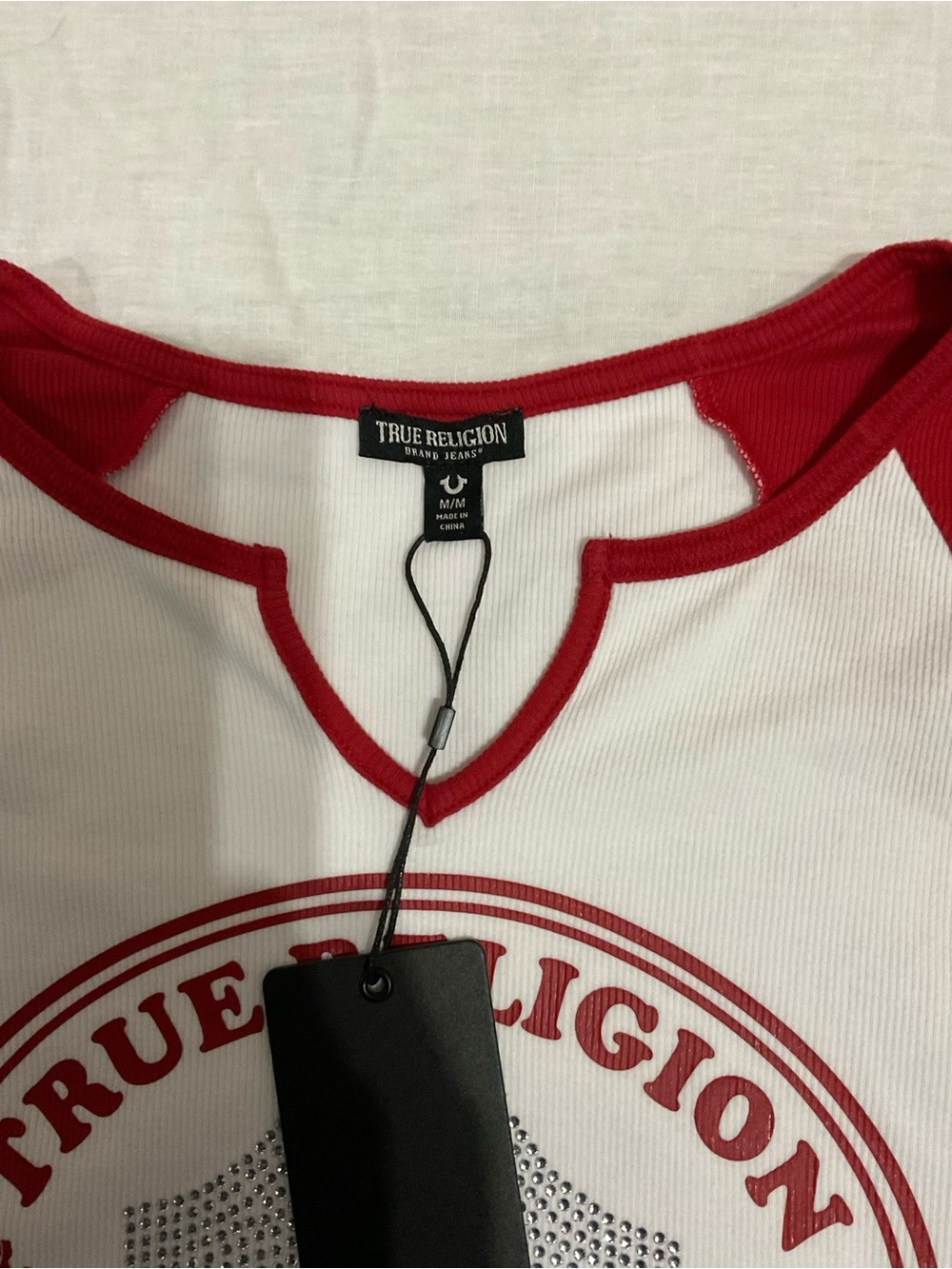 True Religion Rhinestone Logo Baby Tee - Picture 2 of 3